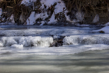 Snowy Creek in Winter in Rural Ohio