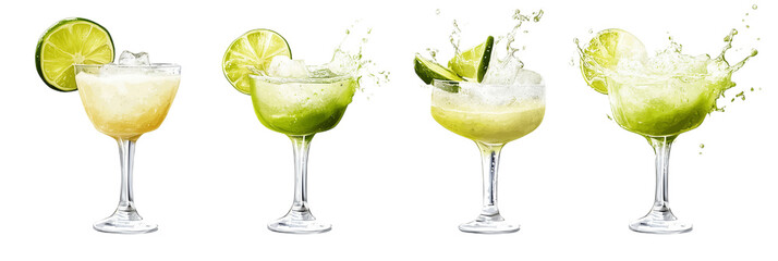 Frozen margarita splashes isolated on transparent background