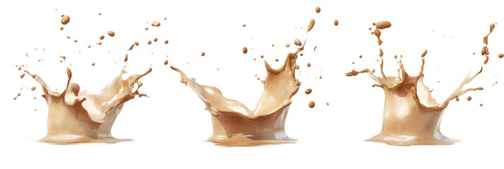 Mocha splashes isolated on transparent background