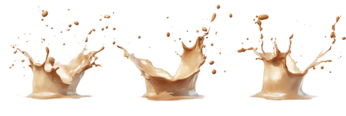 Mocha splashes isolated on transparent background