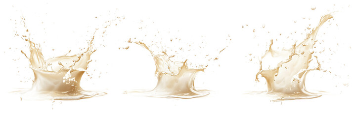 Rice milk splashes isolated on transparent background