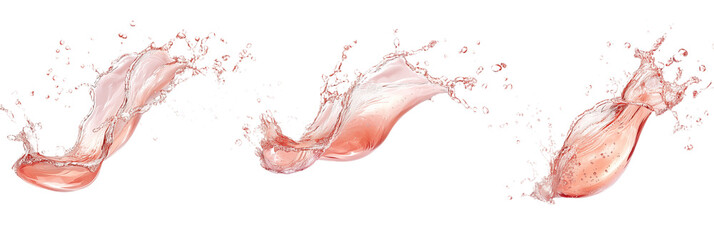 Ros wine splashes isolated on transparent background