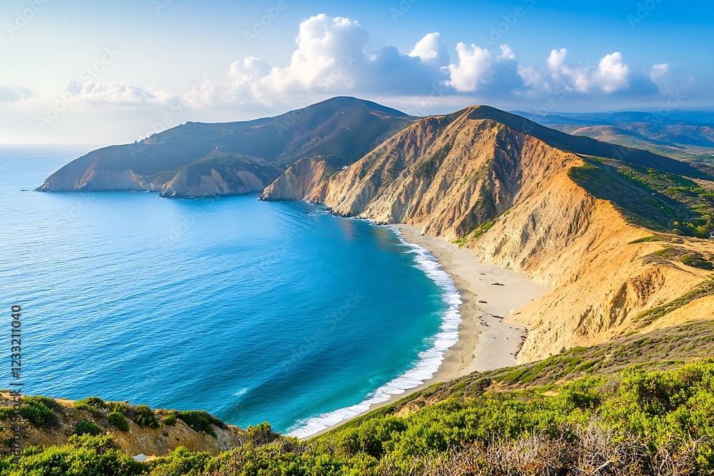 Wall mural Coastal Mountain Scenery with a Pristine Beach