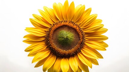Fototapeta premium Single Sunflower Close-up on White Background