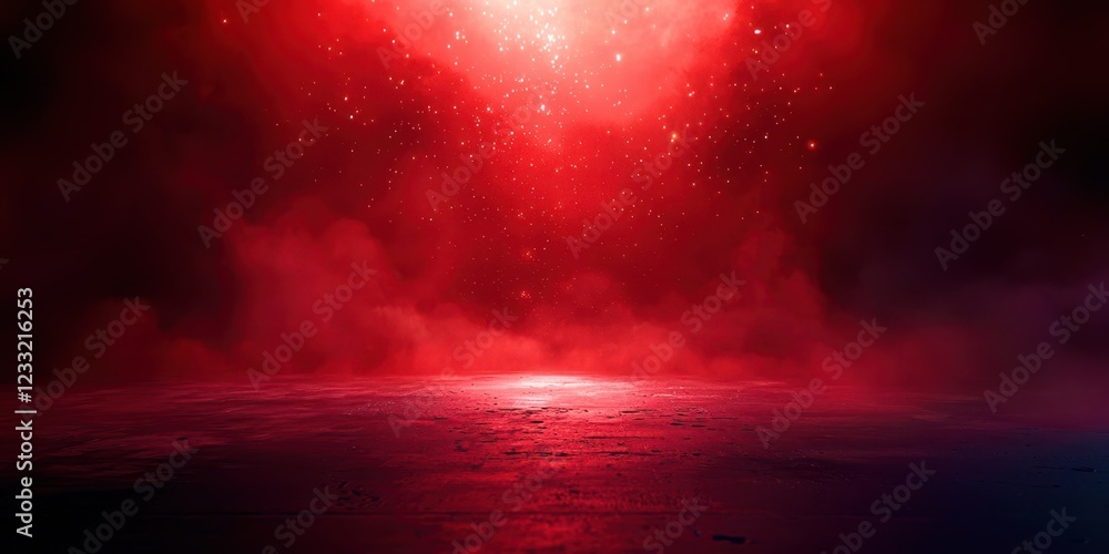 Poster Red background with a red cloud in the middle