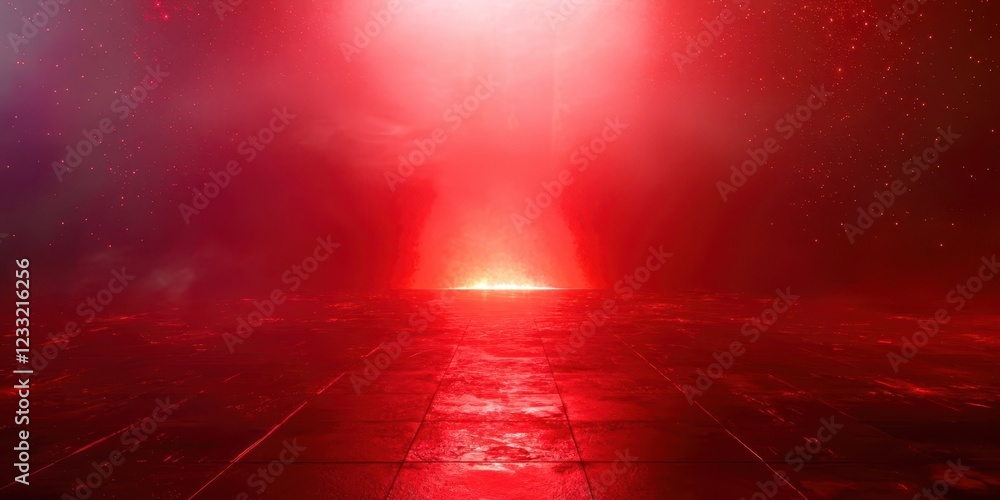 Poster red floor with a red light in the middle