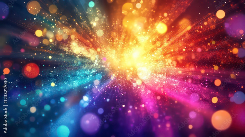 Poster glowing abstract sun burst with digital lens flare.can your adjust the color of the light rays using