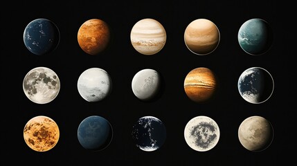 Cosmic Planetary System Flat Vector Illustration for Science Projects and Educational Materials