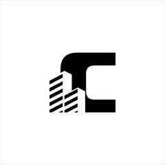 C initial building logo design vector symbol graphic