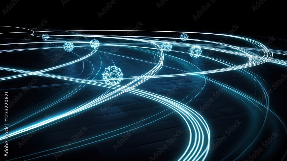 Poster network data flow, abstract digital paths