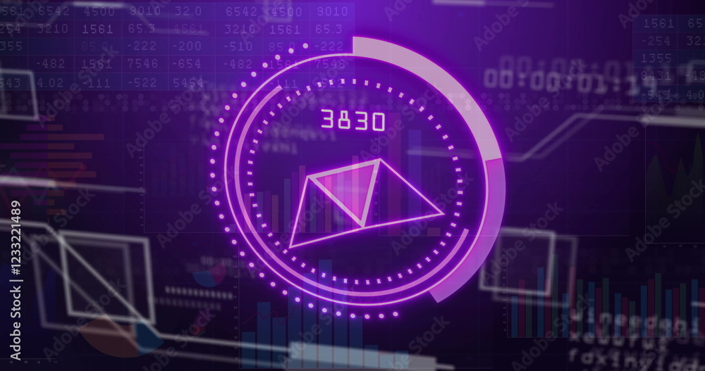 Aufkleber digital currency value image over futuristic financial data background