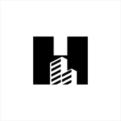 H initial building logo design vector symbol graphic