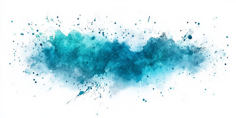 Abstract cobalt and teal watercolor splashes with high detail and shimmering effects.