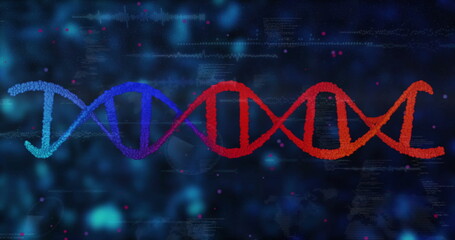 DNA strand and binary coding, scientific data processing image