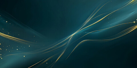 Elegant dark teal background with glowing gold streaks and soft blurred edges.