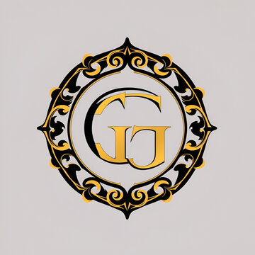 recommend clip art: Outstanding professional elegant trendy awesome artistic black and gold color GY YG GK KG  initial based Alphabet icon logo.