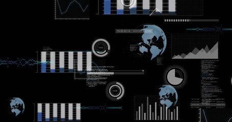 Image of digital data processing over black background