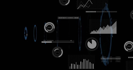 Image of digital data processing over black background