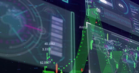Image of data processing on black background