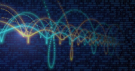 DNA strand and binary coding, scientific data processing image