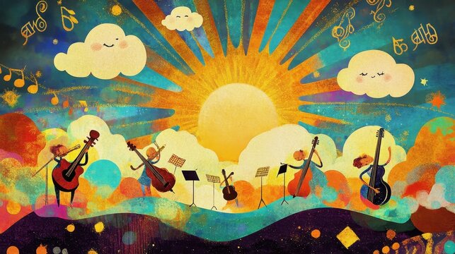 A Sunset Serenade String Quartet Plays Amongst Happy Clouds