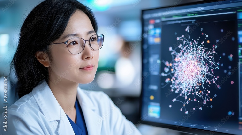 Poster advanced ai powered cancer detection system highlighting intricate tumor data for groundbreaking med