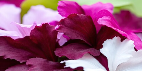 Naklejka premium Close-up vibrant purple, pink, white petals. Garden bloom background. Floral design