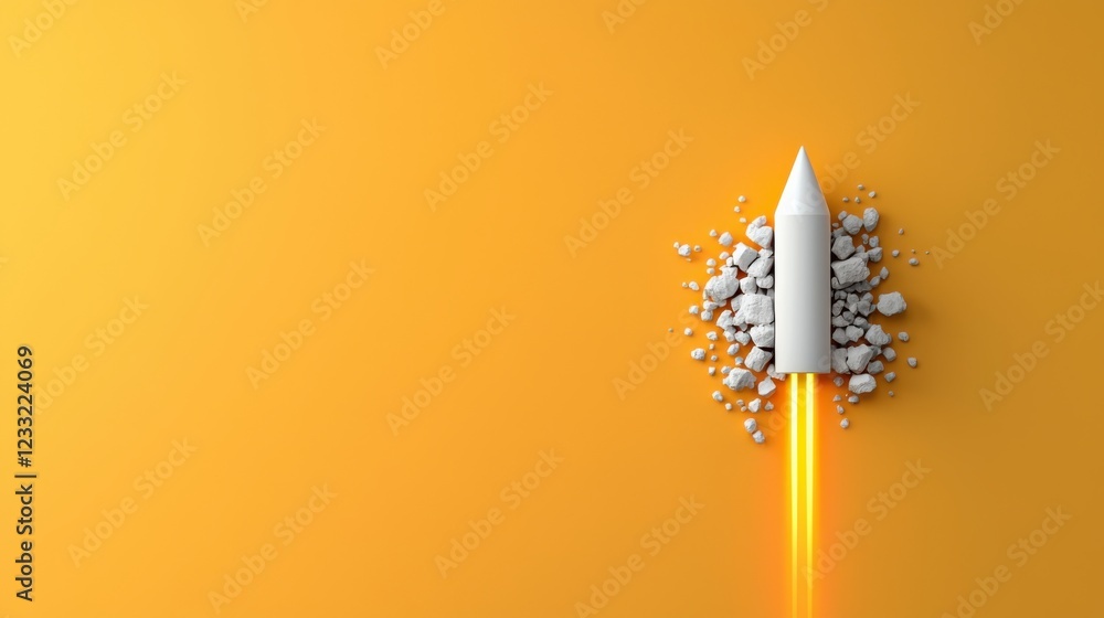 Poster accelerating innovation through digital transformation futuristic rocket launch symbolizing growth p