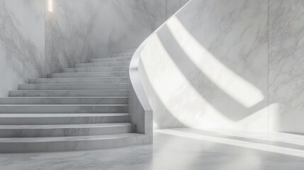 Elegant Marble Staircase in Modern Architecture with Soft Lighting