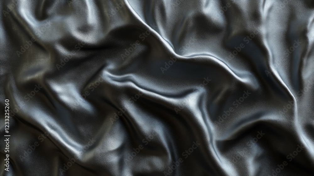 Poster dark gray smooth leather texture with soft folds and shadows creating dynamic surface