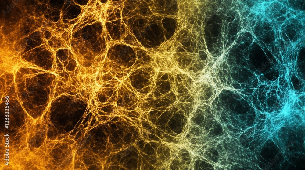 Poster abstract network of interconnected lines with a gradient color transition