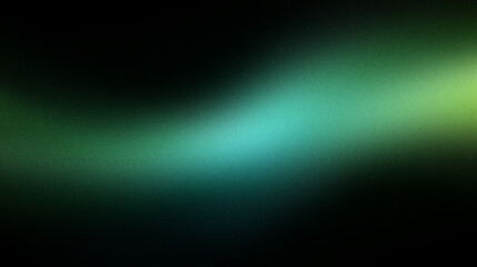 Glowing green blurred light gradient dark grainy black vertical background glowing light spot copy space