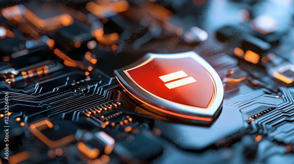 Aufkleber a stylized futuristic digital security shield concept with cybersecurity elements depicting advanced