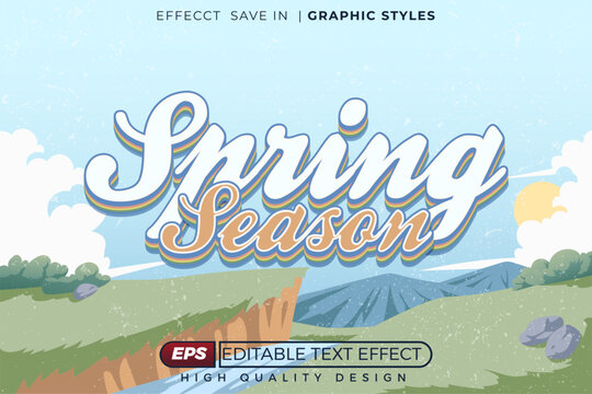Editable 3d text effect spring season