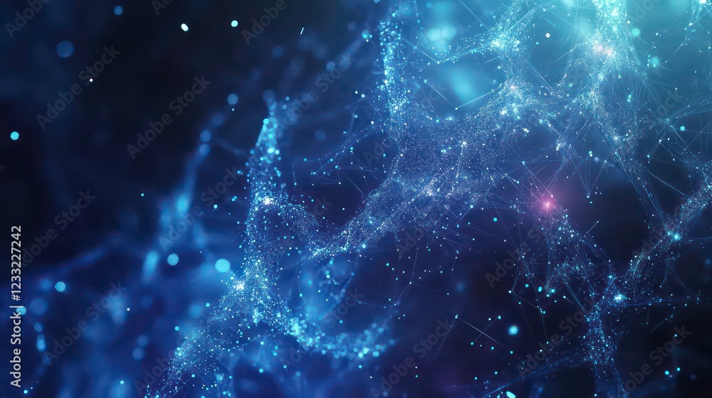 Poster innovative science background with abstract digital elements, showcasing network connection structur