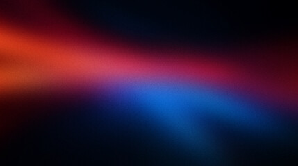 Grainy gradient background, dark blue orange red abstract color wave black backdrop, noisy texture
