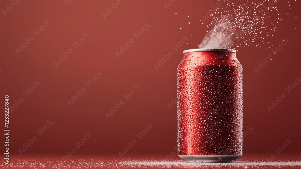 Aufkleber a chilled and refreshing can of flavored soda with a frosty condensation covered surface set against