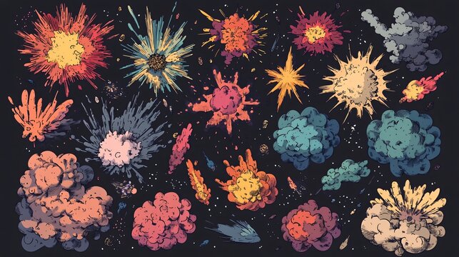 Dynamic Comic Explosion Hand Drawn Element for Graphic Design Projects