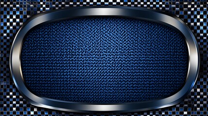 Blue textured background with metallic frame
