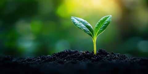 New Life: A Tiny Sprout Emerging from Rich Soil