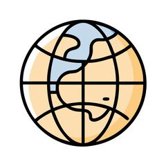 Naklejka premium Globe icon with blue and beige colors representing geography and global awareness in a modern design