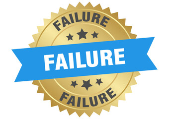 failure. failure round blue and gold label isolated on transparent background