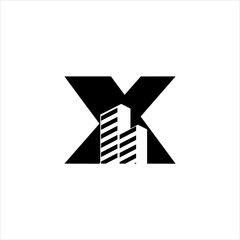 X initial building logo design vector symbol graphic