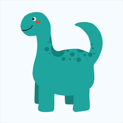 the cute dinosaur with tosca green color design vector
