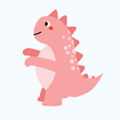 the cute dinosaur with pink color design art 