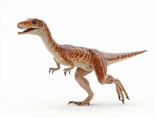 Naklejka premium Running dinosaur, prehistoric creature, white background, paleontology