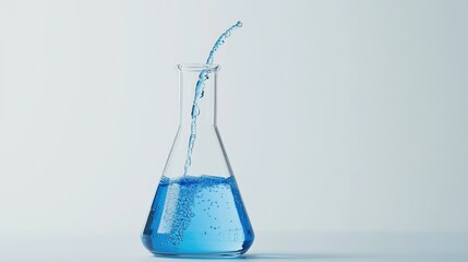 Blue Liquid Pouring Into Erlenmeyer Flask