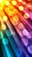 Vibrant Colorful Rays with Bokeh Lights in Abstract Background