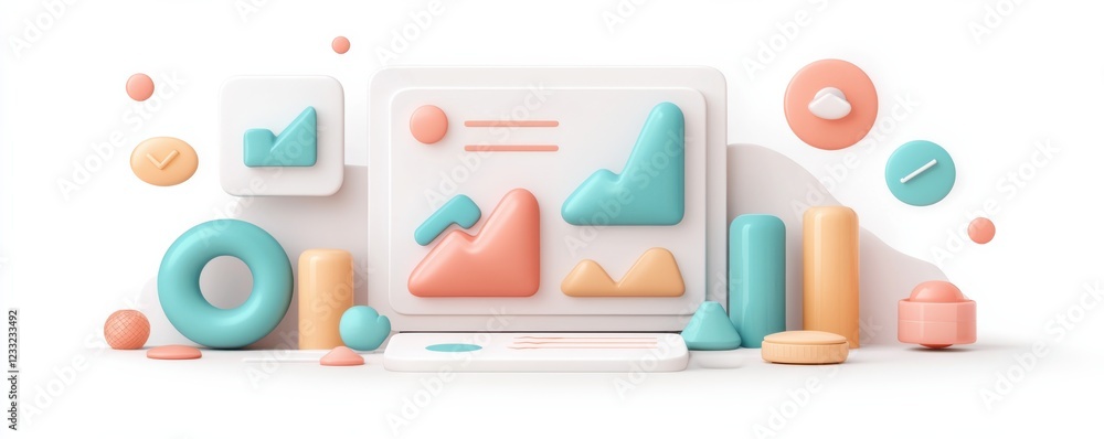 Aufkleber colorful 3d financial report analysis icon with capex data visualization abstract geometric shapes a