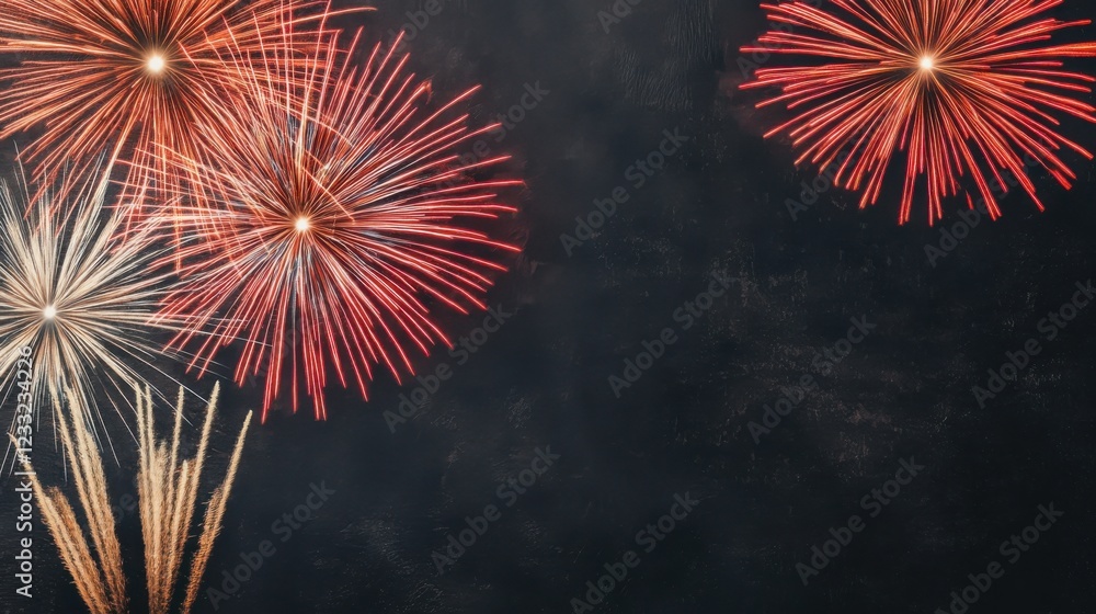 Poster captivating fireworks display with colorful vibrant explosions lighting up the night sky creating a 